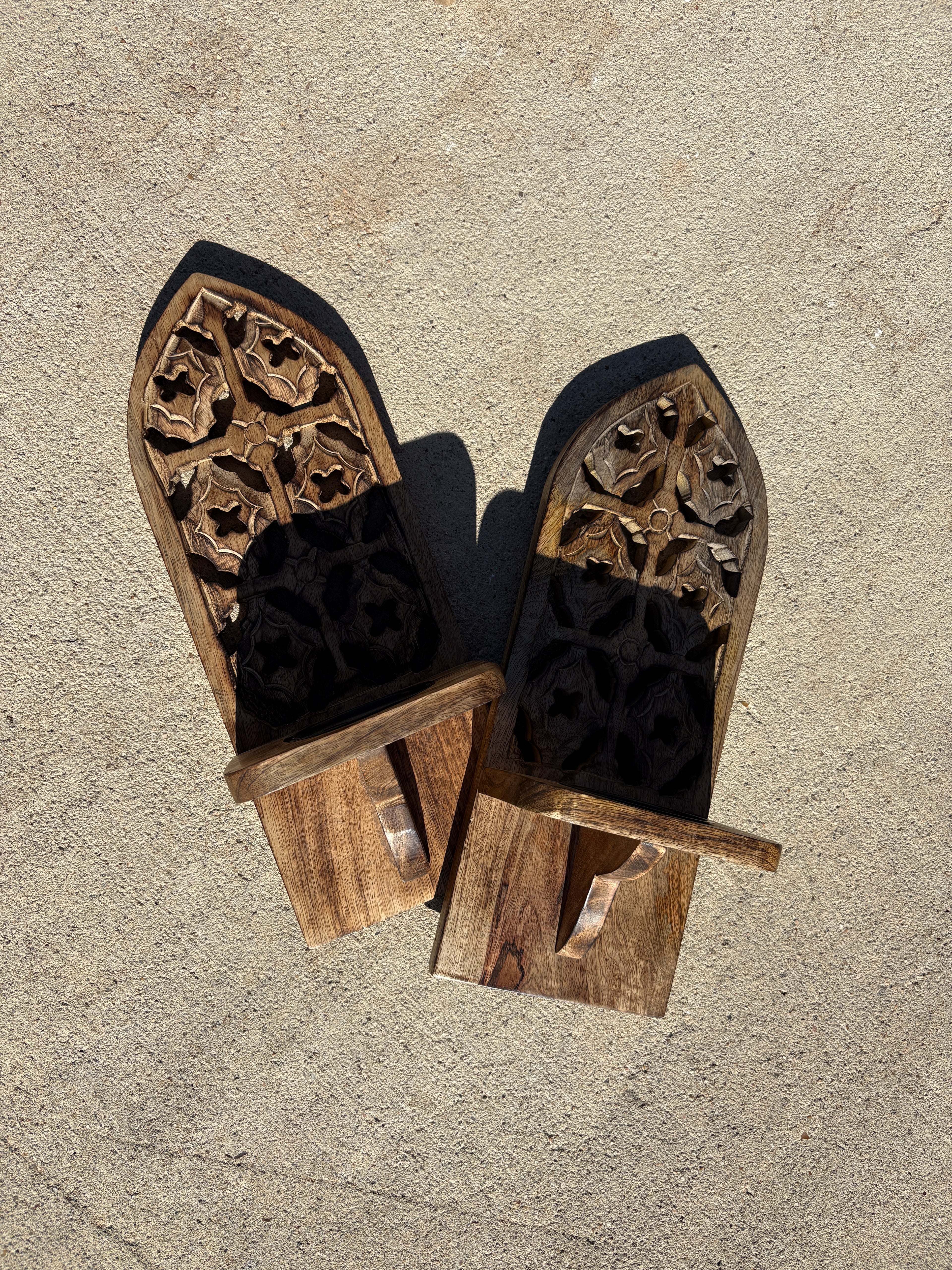 Burnt Natural Wall Mounted Candle Sconces (Set of 2) - Decorative Hand-Carved Wooden Candle Holders, Farmhouse Style, Perfect for Living Room, Bedroom & Kitchen Wall Décor - 16 Inch