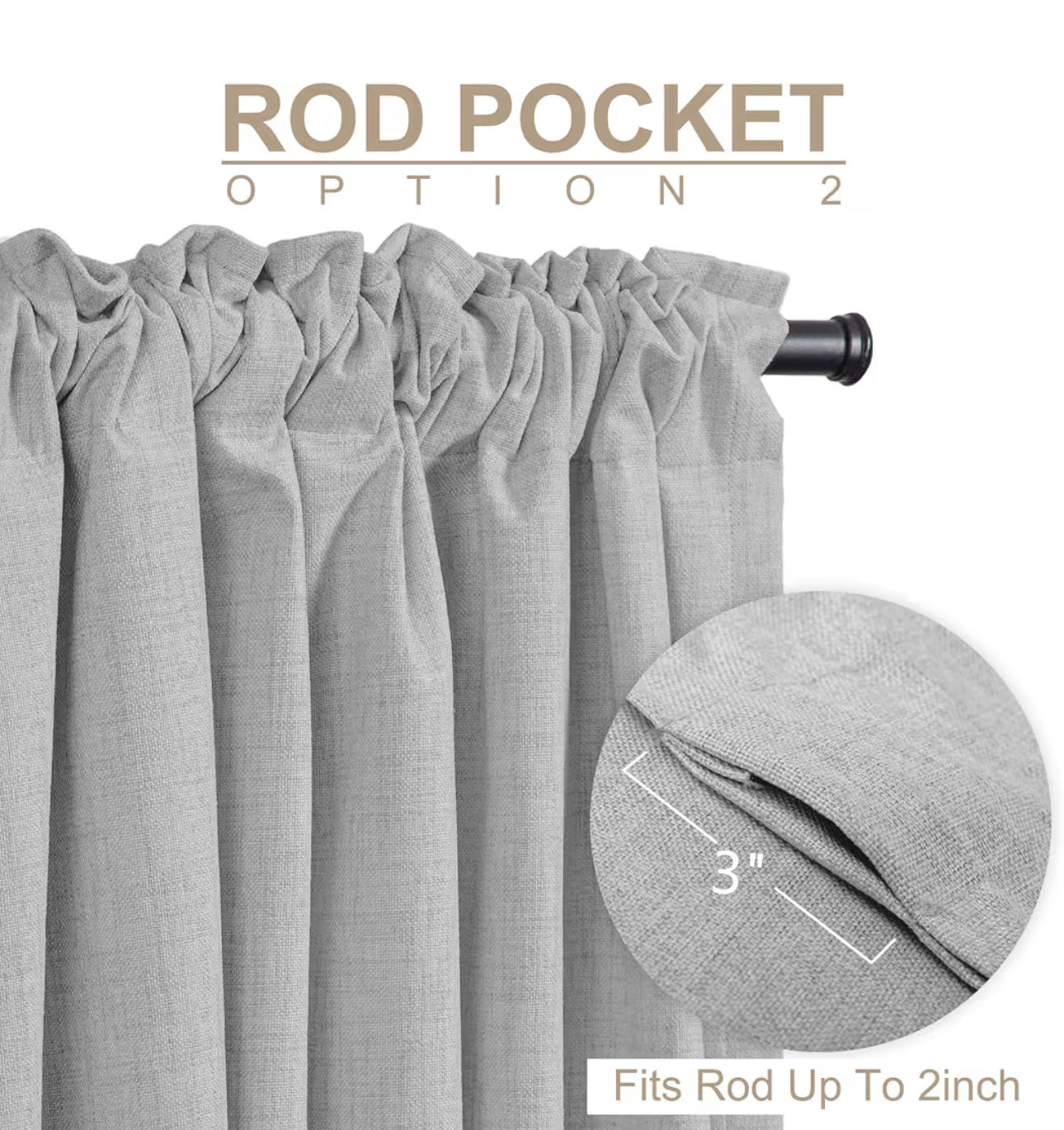 100% Blackout Shield Linen Blackout Curtains For Bedroom 84 Inches Long, Back Tab/Rod Pocket Living Room Drapes, Thermal Insulated Blackout Curtains 2 Panels Set, 50" W X 84" L, Ash Grey