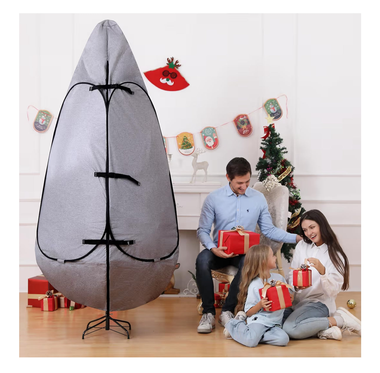UNARK Christmas Tree Bag 9 Ft Large Christmas Tree Storage Bag 9 Foot Tree, Christmas Tree Cover For Upright Storage With Reinforced Handles