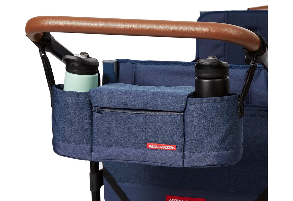 Radio Flyer Atlas Stroll ’N Wagon, Navy Blue, for Ages 1+, 3-in-1 Push or Pull Versatility, One-Hand Fold, UV Canopy, 5-Point Harnesses, Storage Capabilities, Rubber Wheels, Stroller Wagon for Kids