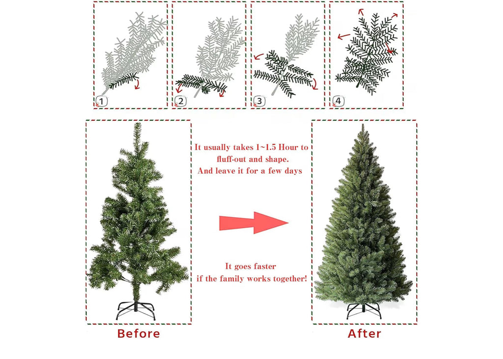 CASA CLAUSI 6ft Artificial Christmas Tree Premium Pine Xmas Tree with 1000 Branch Tip, 1 Minute Christmas Tree Unlit Realistic Holiday Party Décor for Home Office, Foldable Stand, Easy Assembly