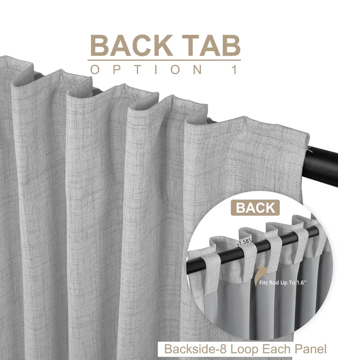 100% Blackout Shield Linen Blackout Curtains For Bedroom 84 Inches Long, Back Tab/Rod Pocket Living Room Drapes, Thermal Insulated Blackout Curtains 2 Panels Set, 50" W X 84" L, Ash Grey