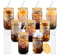 Domensi 9 Set Employee Appreciation Gifts Bulk Team Thank You Gifts Office Staff 16 Oz Glass Cups With Lids Straws Brushes For Employees Colleague Inspirational Tumbler Bulk(Vivid)