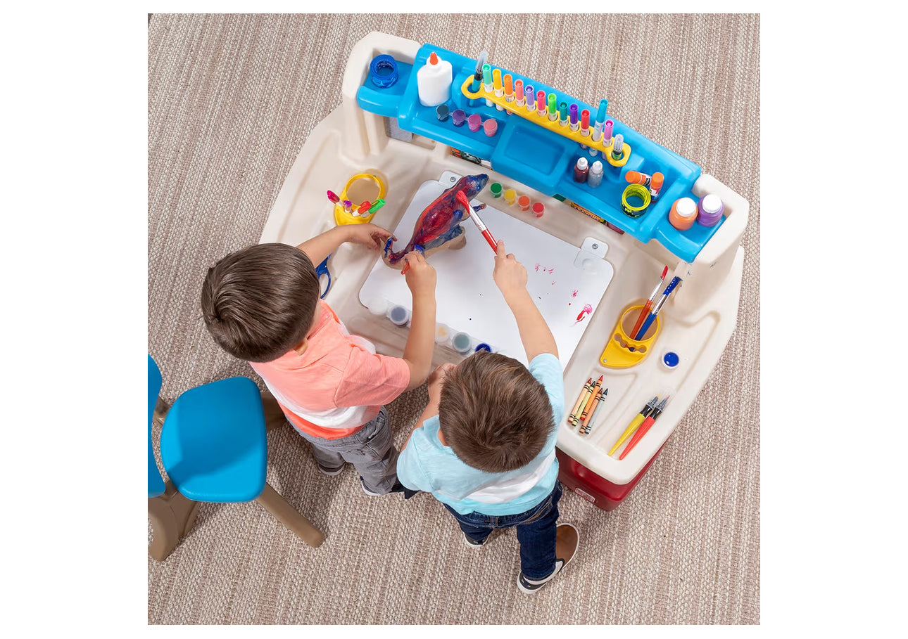 Step2 Deluxe Art Master Desk, Kids Activity Table & Chair, Arts & Crafts Desk, Made Of Durable Plastic, For Toddlers 3+ Years Old