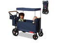 Radio Flyer Atlas Stroll ’N Wagon, Navy Blue, for Ages 1+, 3-in-1 Push or Pull Versatility, One-Hand Fold, UV Canopy, 5-Point Harnesses, Storage Capabilities, Rubber Wheels, Stroller Wagon for Kids