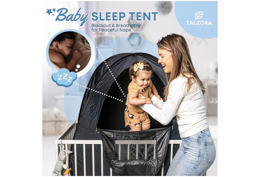 Talzora Baby Sleep Tent – Breathable Blackout Cover For Pack N Play, Crib Cover & Travel Sleep Pod, Easy Pop Up Setup For Toddlers And Babies Easy And Ready