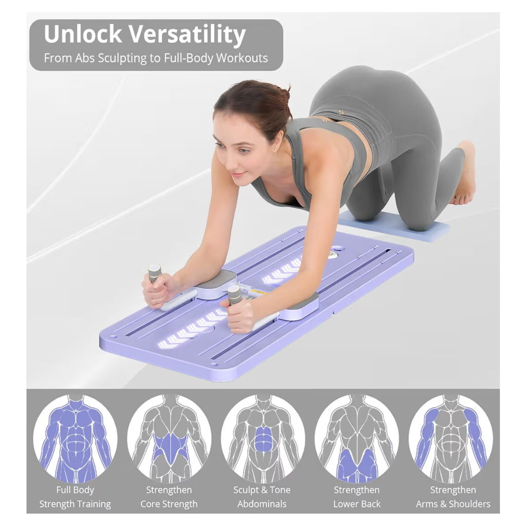 JANUA 5 In 1 Pilates Sliding Board Set, Multi-Purpose Foldable Pilates Reformer For Home, Purple