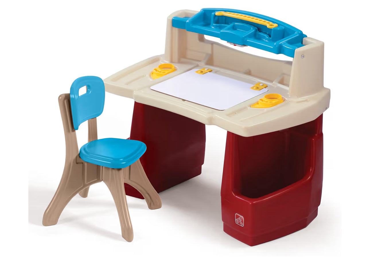 Step2 Deluxe Art Master Desk, Kids Activity Table & Chair, Arts & Crafts Desk, Made Of Durable Plastic, For Toddlers 3+ Years Old