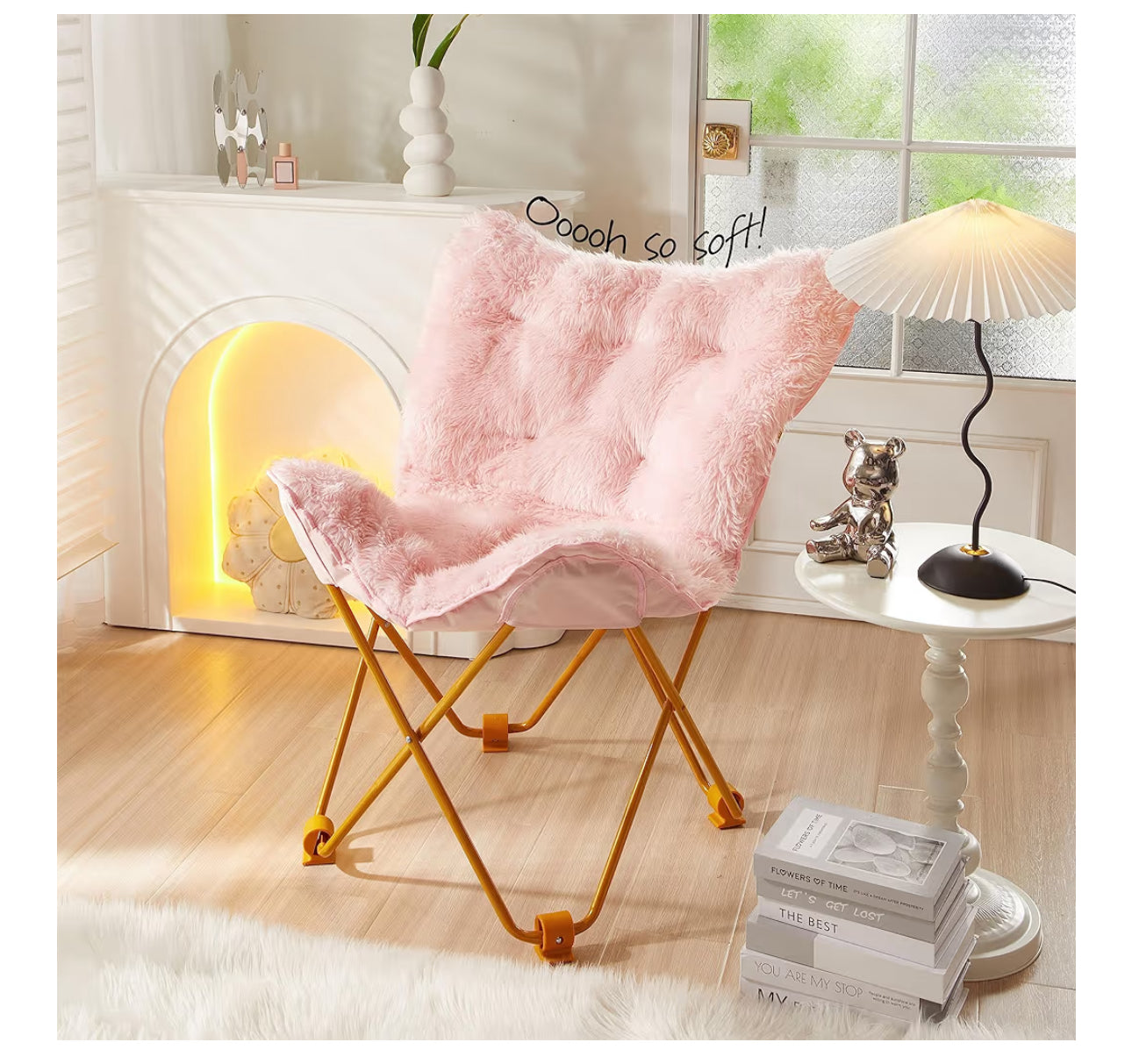 Urban Lifestyle Mongolian Butterfly Chair, Blush