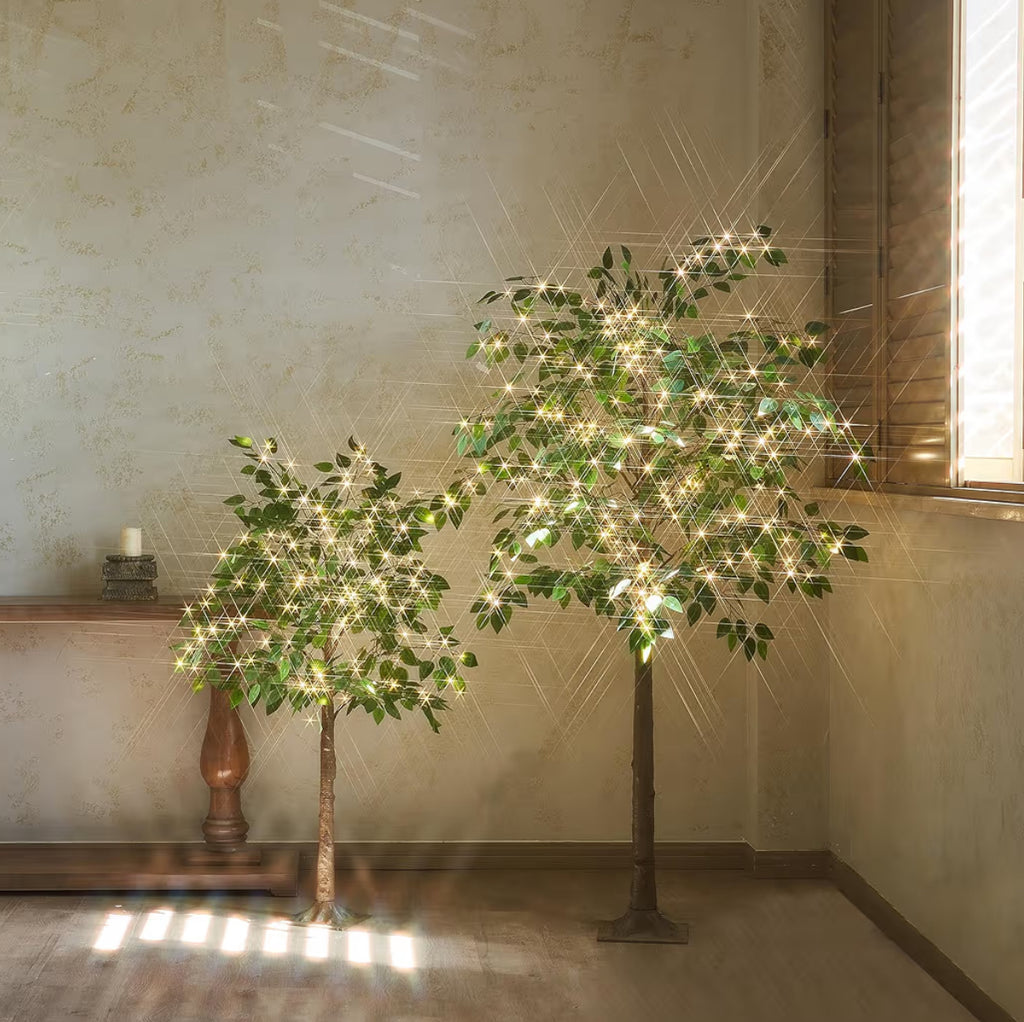 Hairui Artificial Ficus Silk Tree Lights 6FT 264 LED Fairy Lights, Faux Plant Tree With Lights For Home Room Spring Summer Christmas Decoration Indoor