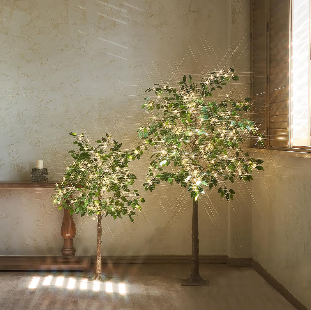 Hairui Artificial Ficus Silk Tree Lights 6FT 264 LED Fairy Lights, Faux Plant Tree With Lights For Home Room Spring Summer Christmas Decoration Indoor