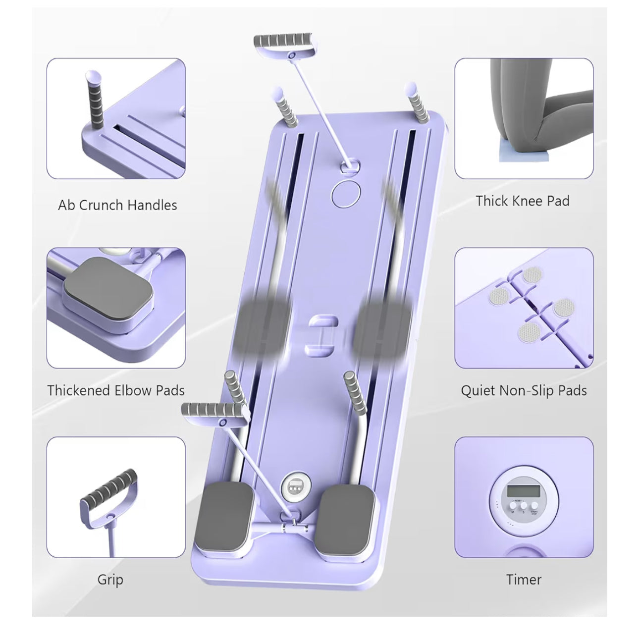 JANUA 5 In 1 Pilates Sliding Board Set, Multi-Purpose Foldable Pilates Reformer For Home, Purple