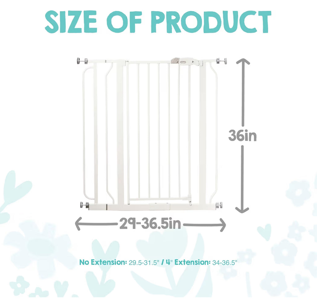 Regalo Safety 36" Extra Tall Baby Gate For Doorways & Bottom Of Stairs, Pressure Mounted Walk Through Gate For Babies, Toddlers & Pets, Tested & Safe For 30 Years, American Designed, American Owned