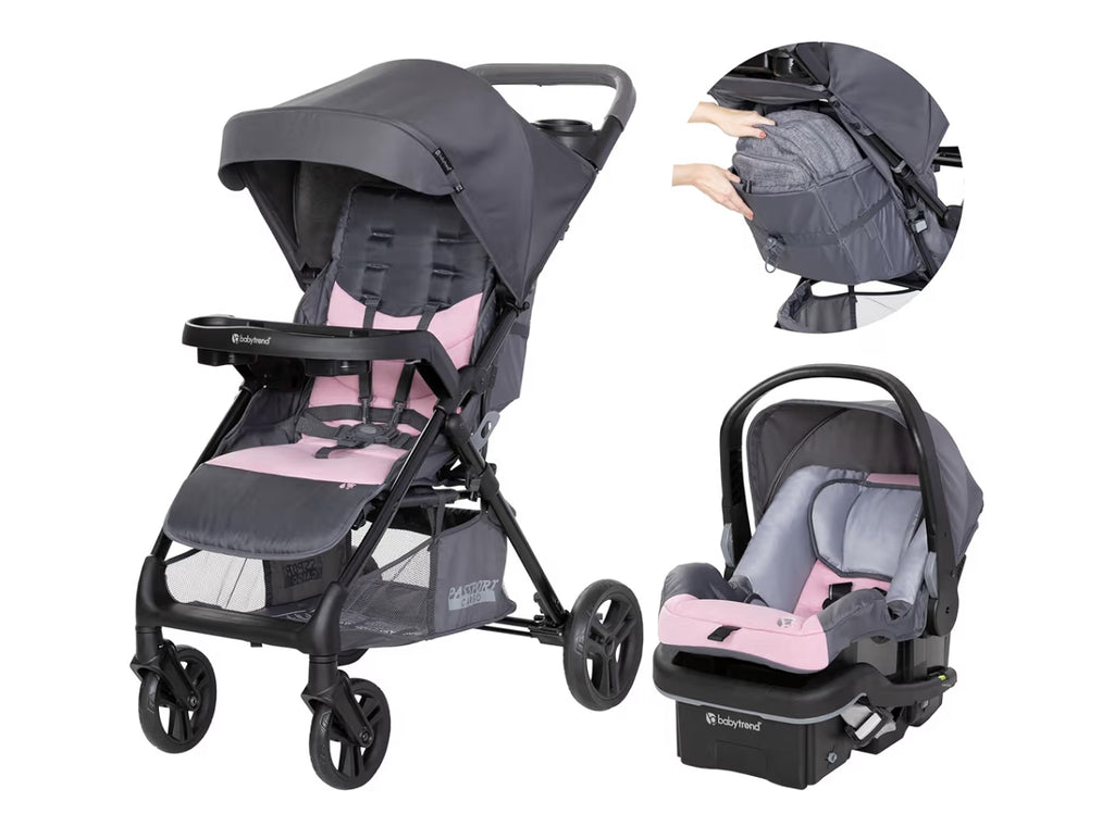 Baby Trend Passport® Cargo Stroller Travel System With EZ-Lift™ Plus Infant Car Seat, Pink Bamboo