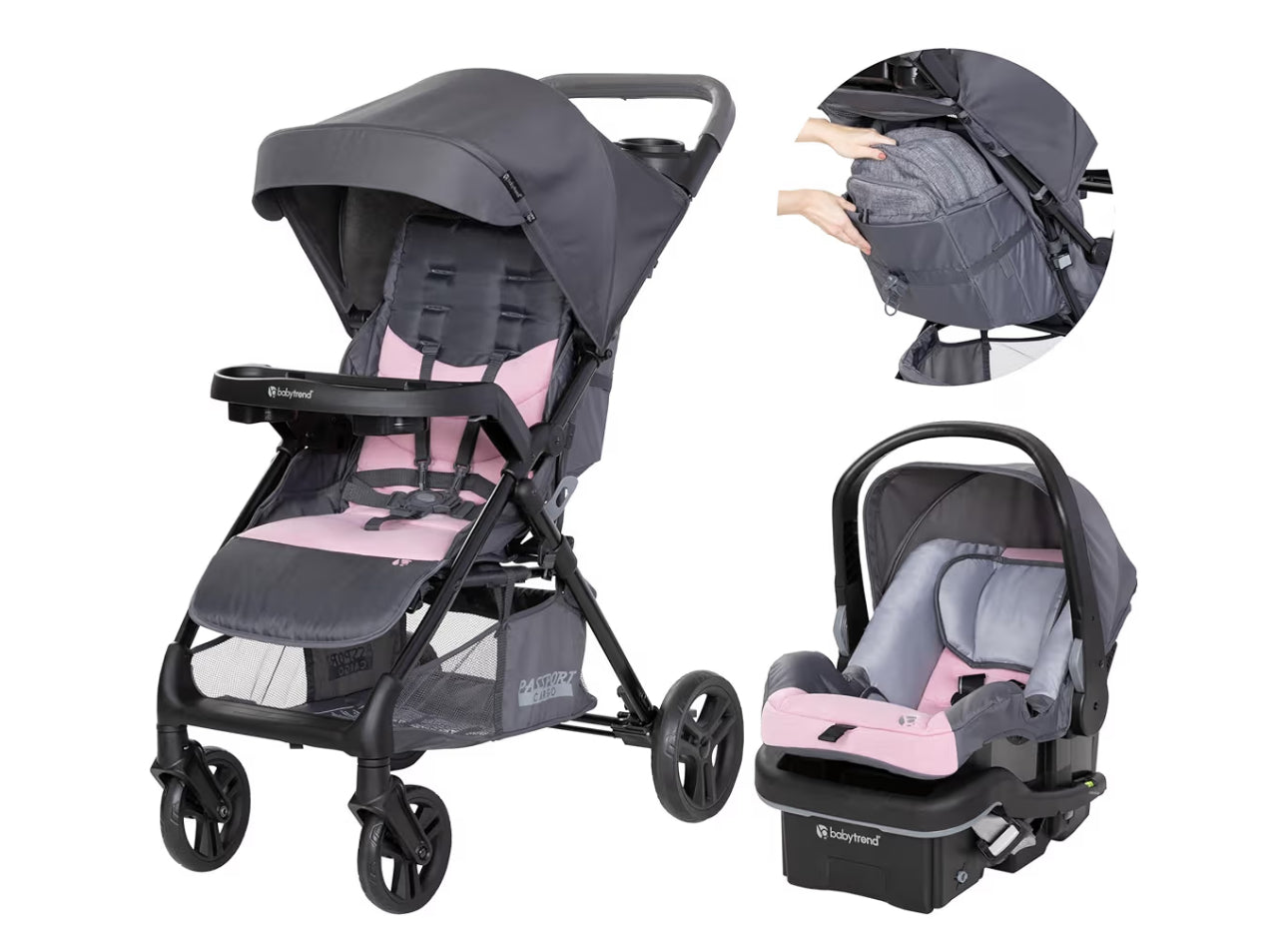 Baby Trend Passport® Cargo Stroller Travel System With EZ-Lift™ Plus Infant Car Seat, Pink Bamboo