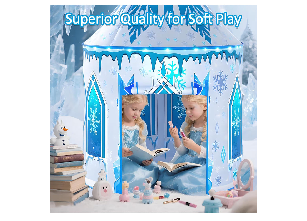 Girls Frozen Play Tent For Kids: Pop Up Baby Castle Playhouse Tent - Blue Children Tent Indoor And Outdoor Toys For Toddlers Birthday Gift