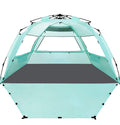 WhiteFang Deluxe XL Pop Up Beach Tent Sun Shade Shelter For 3-4 Person, UV Protection, Extendable Floor With 3 Ventilating Windows Plus Carrying Bag, Stakes, And Guy Lines (Mint Green)