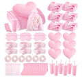 Fanfanwin 48 Pcs Sleepover Party Supplies Spa Birthday Slumber Pajamas Galentines Party Favors Coquette Throw Blanket Pillow Headband Scrunchies Eye Mask Cup Socks(Pink,Solid Color)