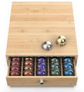 WELL WENG For Nespresso Vertuo Capsules (NV140) - Premium Bamboo Coffee Pod Drawer, 40 Big Or 52 Small Vertuoline Pods Organizer Holder - 10.8"Wx15.6"Dx3.9"H (Natural)