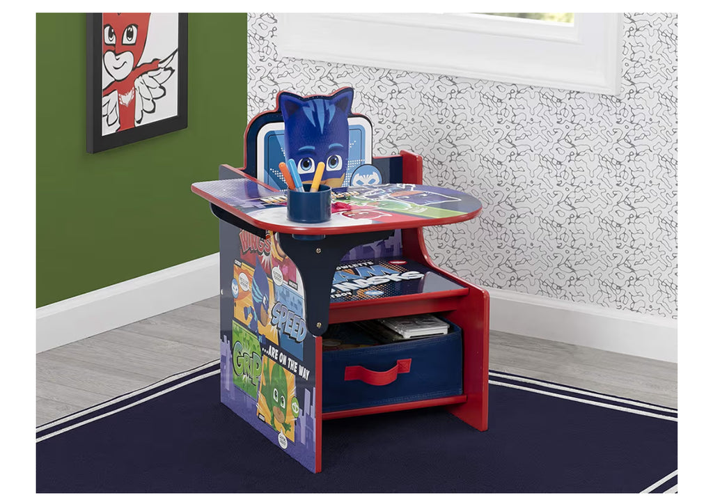 Delta Children Chair Desk With Storage Bin - Ideal For Arts & Crafts, Snack Time, Homeschooling, Homework & More - Greenguard Gold Certified, PJ Masks