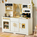 Tiny Land® Iconic Wooden Play Kitchen – Cream Pretend Cooking Set For Kids