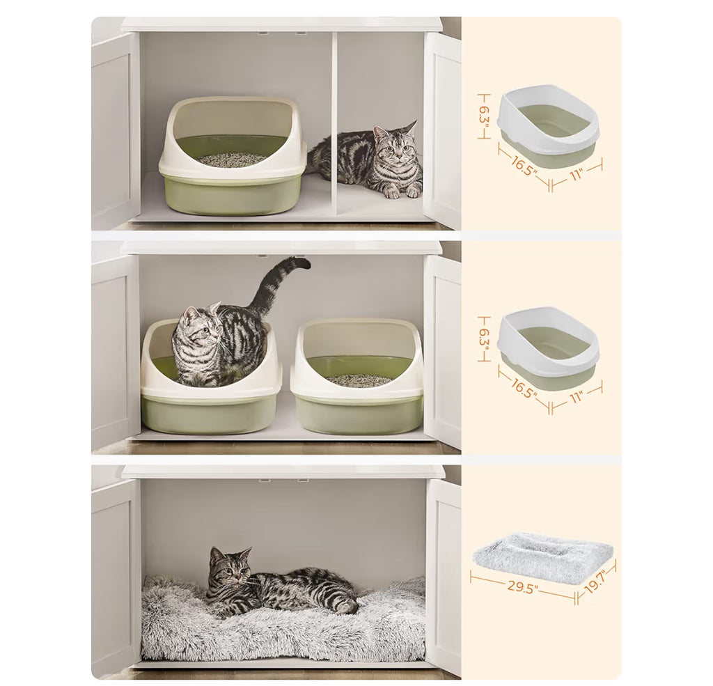 Feandrea Cat Litter Box Enclosure, Litter Box Furniture Hidden With Removable Divider, Indoor Cat House, End Table, 31.5 X 20.9 X 19.7 Inches, White UPCL002W01