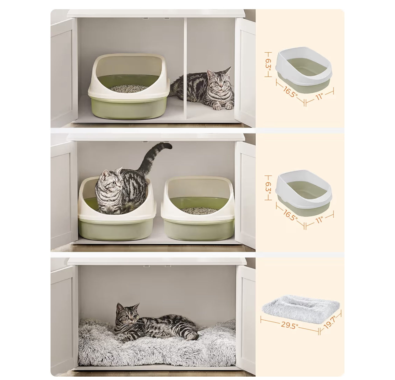 Feandrea Cat Litter Box Enclosure, Litter Box Furniture Hidden With Removable Divider, Indoor Cat House, End Table, 31.5 X 20.9 X 19.7 Inches, White UPCL002W01