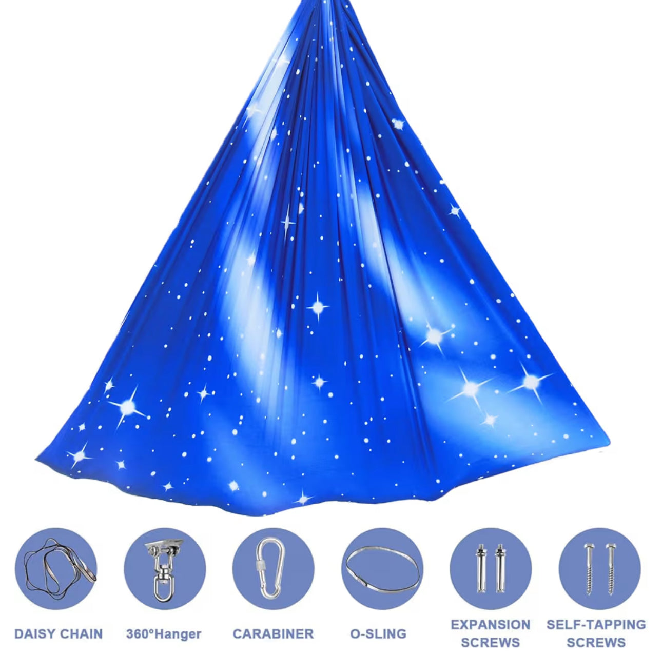 Sensory Swing For Kids & Adults With 360° Swivel Hanger Kit, Double Layer Elastic Therapy Swing Holds Up To 300lbs For Autism, ADHD,Aspergers, And SPD (Blue Sky Star)