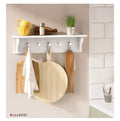 Ballucci Floating Coat And Hat Wall Shelf Rack, 5 Pegs Hook, 24", White