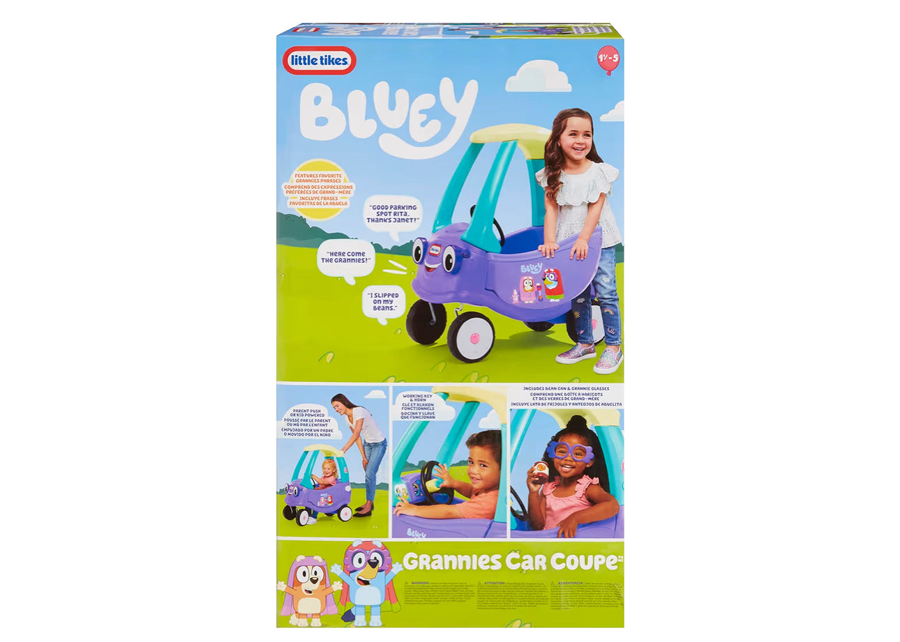 Little Tikes Bluey Grannies Car Coupe With 2 Accessories, Bluey Foot-To-Floor Ride-On, For Boys And Girls Ages 1.5-5 Years