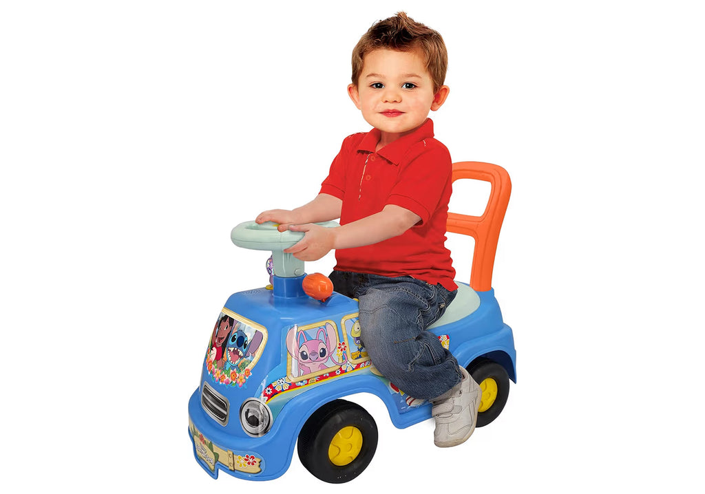 Kiddieland Stitch My First Ride-On, Lights & Sounds Foot-To-Floor Push Car With Interactive Dashboard, Storage Seat, Steering Wheel, For Toddlers Ages 12–36 Months