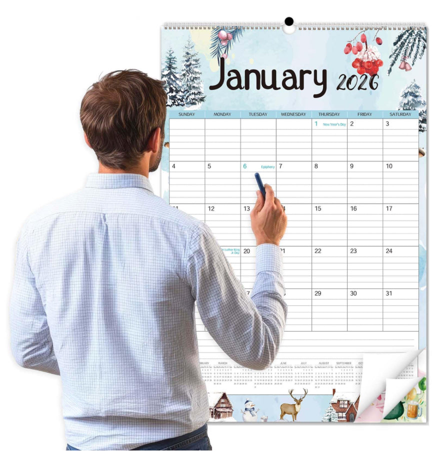 Guasslee 2026 Large Wall Calendar,20"X 30" Vertical Jumbo Hanging Wall Planner,18 Monthly Calendar From Jan. 2026 To Jun. 2027 With Lines,Spiral Binding And Notes For Easy Organizing