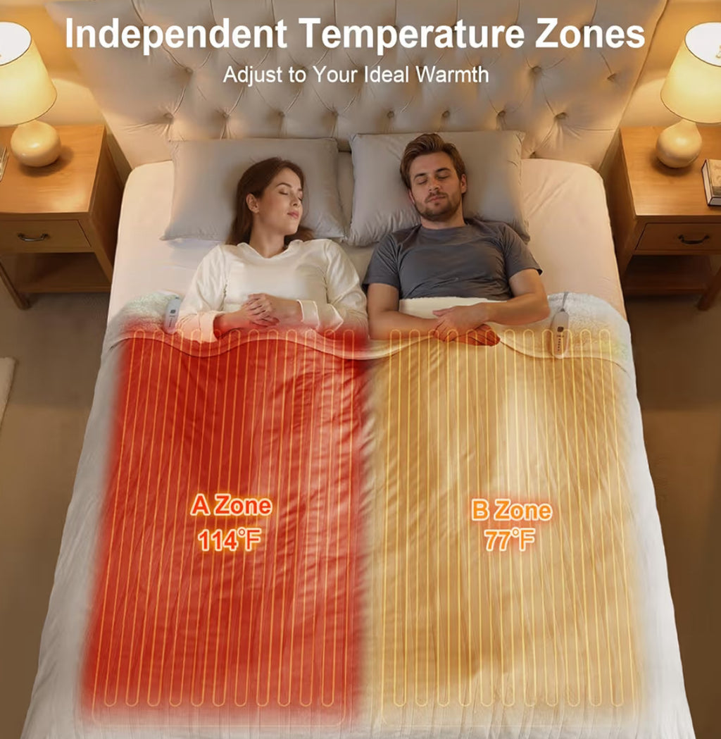 FVERWAG Electric Blanket King Size Dual Control - Heated Blanket With 5 Heat Settings, 10 Hours Auto Off, Overheat Protection, Washable Heating Blankets Gift For Mom 100" X 90", White