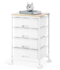 SYKIARIOL Utility Cart With 4 Drawers, Multipurpose Rolling Storage Cart With 4 Drawers And 2 Lockable Wheels, 4-Tier Rolling Storage Cart Organizer For Home Office Dorm, Bright White