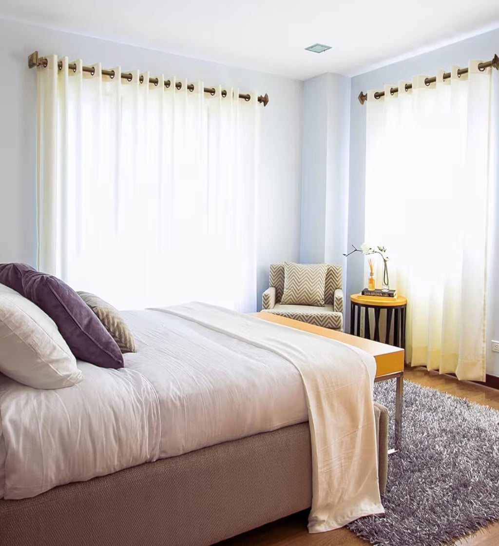 Wooden Curtain Rods For Windows 48-84 Inches Curtain Rod Diameter 1 Inch, Wood Decorative Treatment Single Window Curtain Rods - Square Imitation Wood Grain Finial 2 Pack