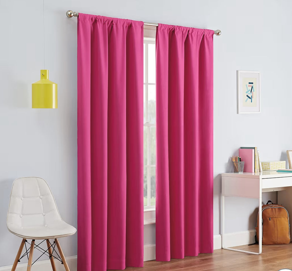 Set of 2 Panels Blackout Curtains (Hot pink)