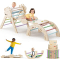 COSYLAND Pikler Triangle Set - 8 In 1 Large Climbing Toys For Indoor - Wooden Foldable Jungle Gym For Toddler & Baby, CPC/SOR/CE Certified Enjoys Unique Patented Design, Rainbow