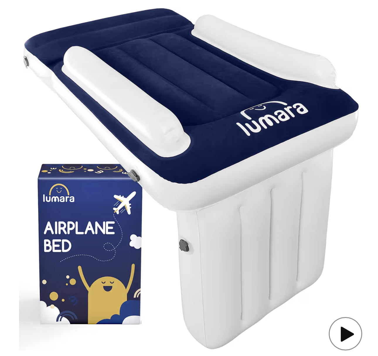 LUMARA Toddler Airplane Bed - Inflatable Airplane Bed For Toddlers, Plane Baby Mattress For Kids - Blow Up Air Mattress For Child Flight Sleep With Safety Belt, Innovative Valves, No Pump Needed