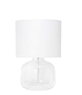 Simple Designs LT2064-CLW Clear Glass Table Lamp With White Fabric Shade