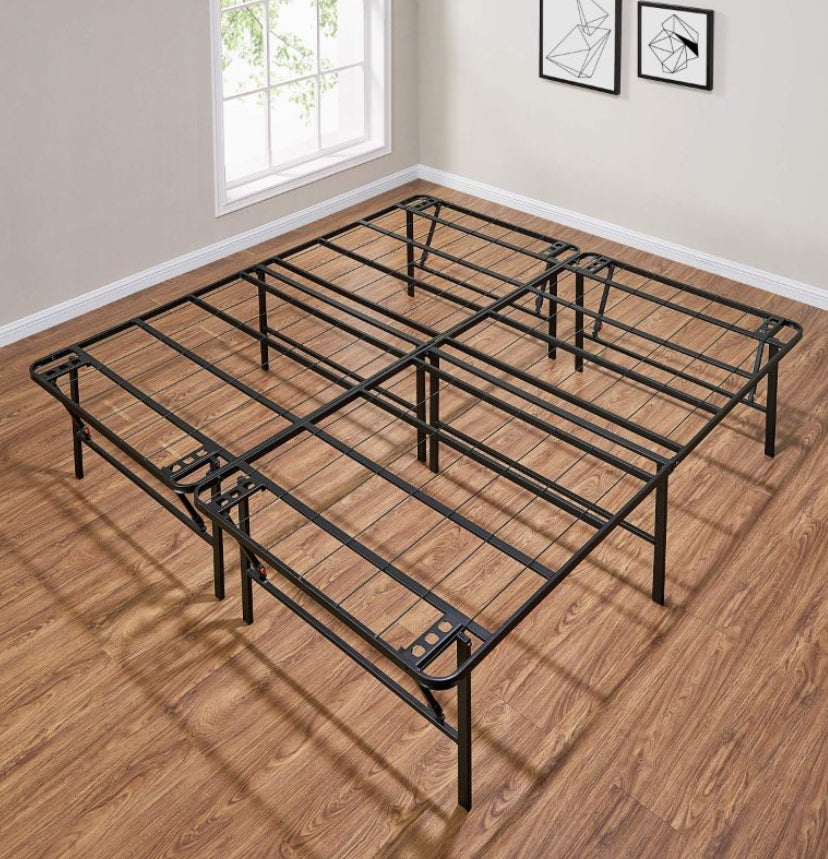 Mainstays 18 High Profile Foldable Steel King Platform Bed Frame Black
