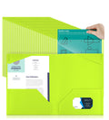 Henoyso 100 Pcs Plastic Folders With Clear Front Pockets Bulk Heavy Duty File Folders With 2 Pockets And Card Slot For Student Teacher Back To School Supplies Office Presentation (Fluorescent Green)
