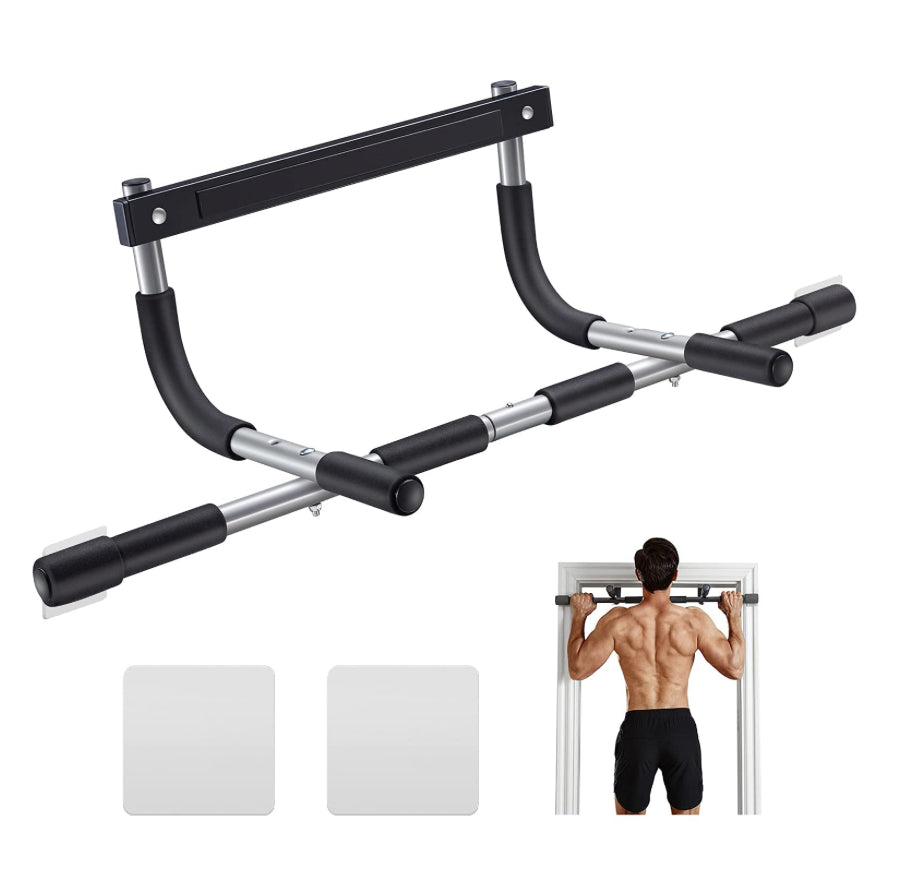 ALLY PEAKS Pull Up Bar Thickened Steel Pipe Super Heavy Duty Steel Frame Upper Workout Bar| Multi-Grip Strength For Doorway | Indoor Chin-Up Bar Fitness Trainer For Home Gym Portable (Silver2)
