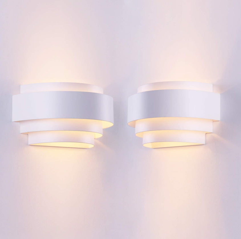 LightInTheBox Modern Wall Sconce Set Of 2 Indoor Wall Light Fixture Half Moon Metal Wall Lamp White For Stair Hallway Home Theatre Bedroom (2PCS)