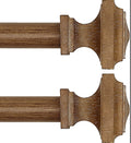 Wooden Curtain Rods For Windows 48-84 Inches Curtain Rod Diameter 1 Inch, Wood Decorative Treatment Single Window Curtain Rods - Square Imitation Wood Grain Finial 2 Pack