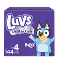Luvs Size 4 Baby Diapers, Platinum Protection Bluey Diapers For Day & Night, Size 4, 144 Count (Packaging May Vary)