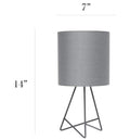 Simple Designs LT2066-GOG 14" Down To The Wire Metal Table Lamp With Fabric Shade, Gray With Gray Shade (set of 1!)