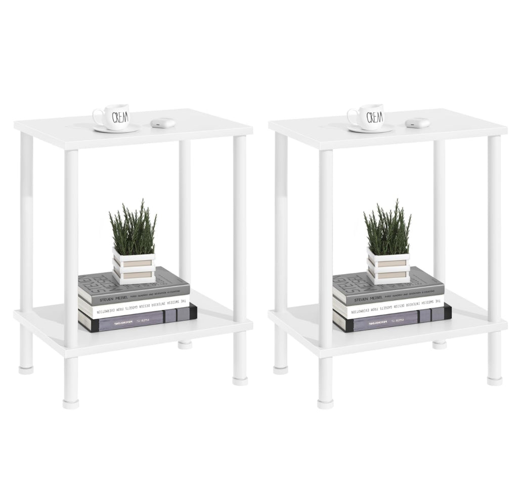 YUFAM End Table,Small Side Table,2-Tier Nightstand With Storage Shelf,Sofa Bedside Table For Small Spaces In Living Room,Bedroom, Office,Stable Frame,Easy Assembly,White