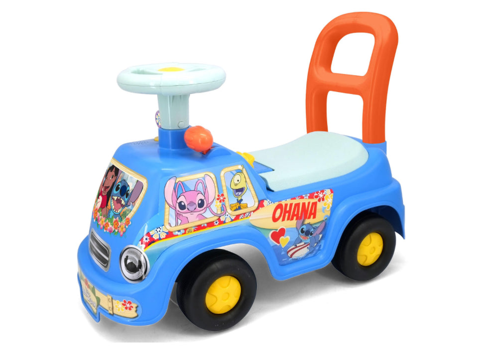 Kiddieland Stitch My First Ride-On, Lights & Sounds Foot-To-Floor Push Car With Interactive Dashboard, Storage Seat, Steering Wheel, For Toddlers Ages 12–36 Months