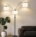 AHDWDW Dimmable Arc Floor Lamp-3 Lights Floor Lamps For Living Room,Modern Tall Standing Lamp With Beige Drum Shades&Heavy Base,Mid Century Tree Floor Lamp For Bedroom Corner Office,Bulbs Included