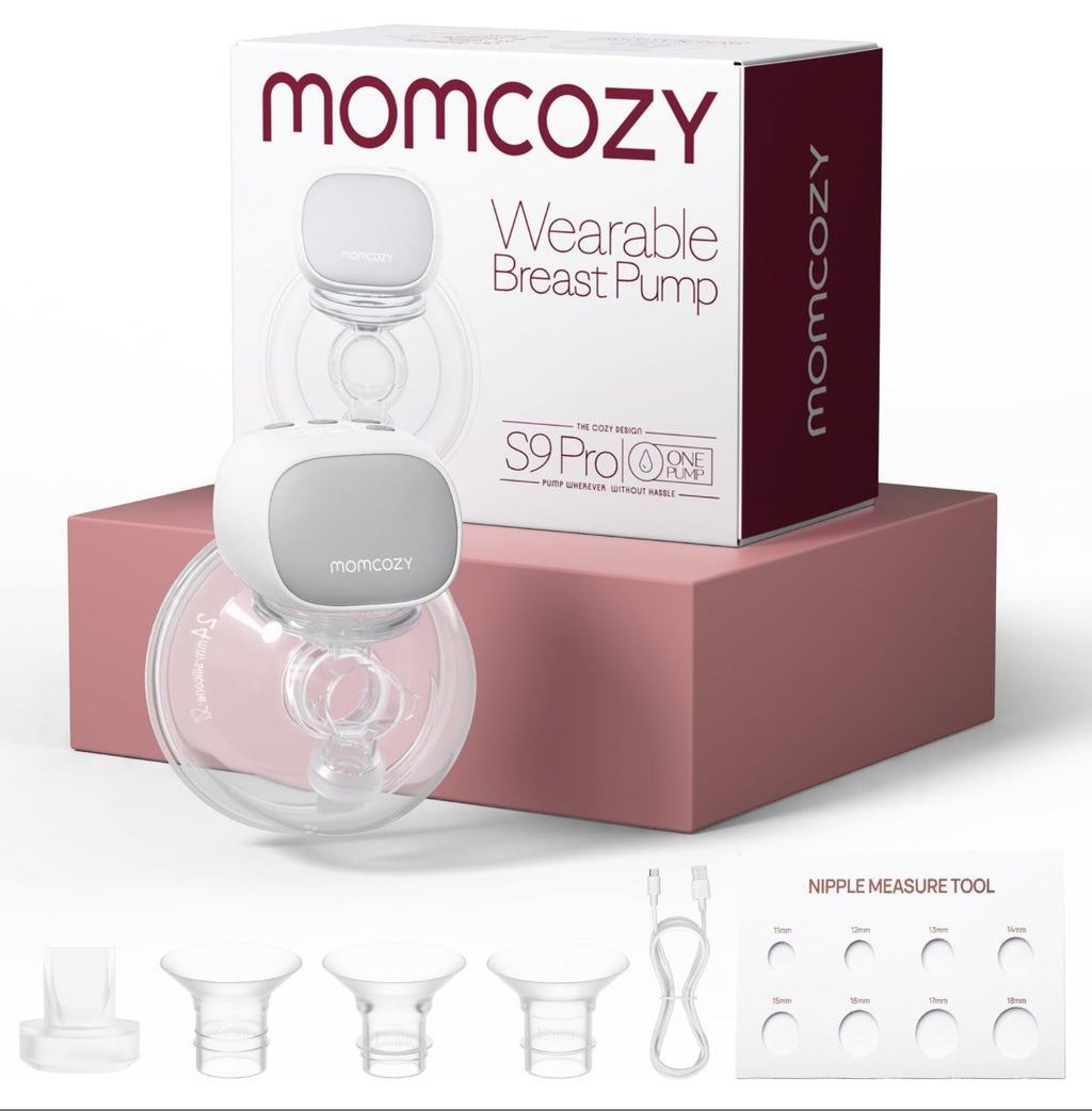 Momcozy S9 Pro Upgraded Wearable Breast Pump, Hands-Free Design With Extended Battery Life & LED Display, Double Electric Portable Pump With 2 Modes & 9 Levels, 24mm, 1 Pack, Gray